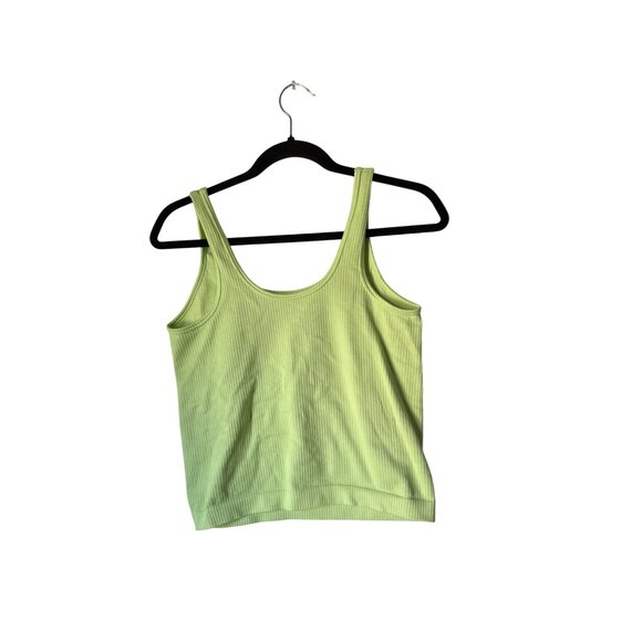 Womens Lime Green Ribbed Tank Top Size Large - Picture 2 of 6